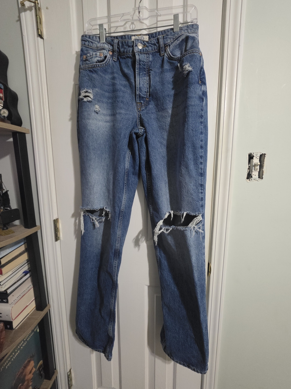 We The Free Distressed Blue Ripped Straight-Leg Jeans